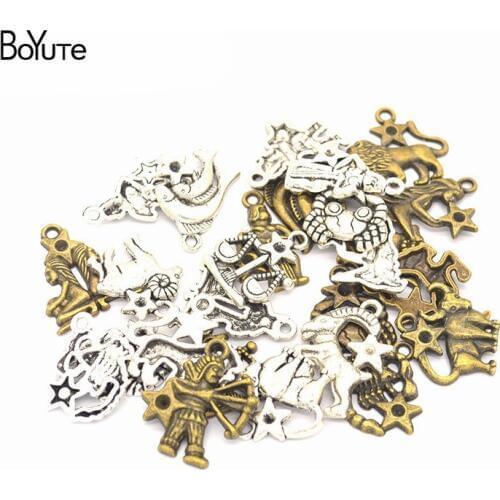 BoYuTe (12 Pieces/Set) Metal Alloy 23*21MM Zodiac Signs Charms Pendant Diy Hand Made Jewelry Accessories