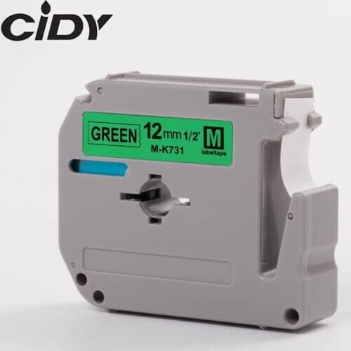 CIDY Compatible brother M-K731 MK731 MK 731 MK-731 black on green 12mm laminated strong adhesive label tapes for PT-80 PT-70
