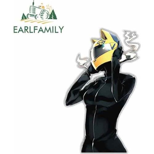 EARLFAMILY 13cm x 10.6cm Helmet Cartoon Funny Car Stickers Waterproof Anime RV VAN 3D DIY Fine Decal Vinyl JDM Decoration
