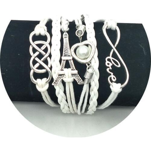 Effeil tower bracelet leather charm multi-layer bracelet jewelry