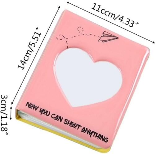 QX2E Portable Hollow Heart Shape 3" Photo Album 64 Photos Large Wedding Photo Memory Books Horizontal and Vertical Family Photo