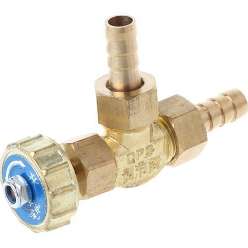 Elbow Brass Needle Valve 8mm Propane Butane Gas Adjuster Barbed Spigots 1 Mpa