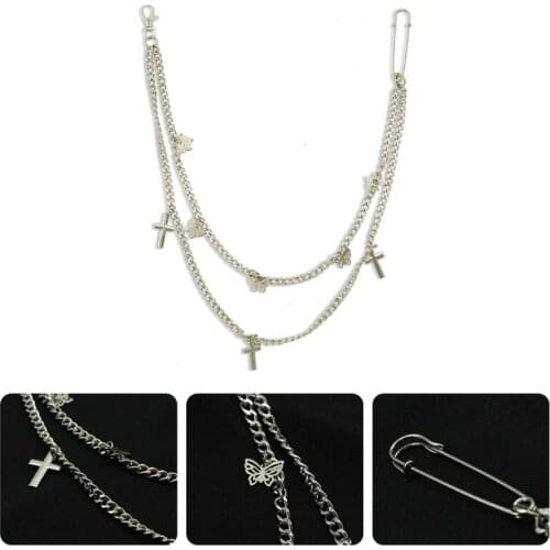 M2EA Gothic Punk Pants Jeans Waist Chain with Cross Butterfly Pendant Jewelry Belt