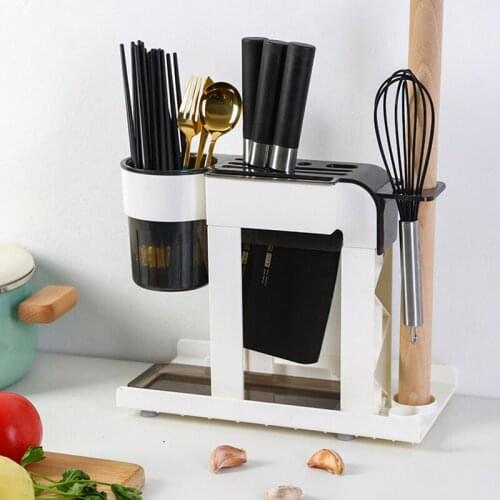 Multi-function Kitchen Knife Holder Large Capacity Chopstick Sundries Drain Rack Portable Tableware Shelf Kitchen Organizer