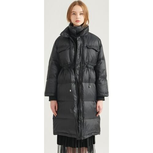 New Winter Jacket Women Down Puffer Coat 90% White Duck Warm Coat Stand Collar Loose Long Down Parka Female Snow Outwear