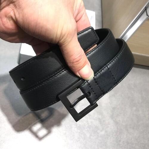 2021 new leather belt ladies leather belt skirt decorative mens jeans of Instagram style versatile thin Italian counter quality