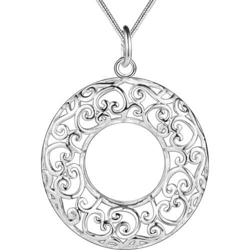 Wholesale Charm Silver Color Pendants For Women Fashion Jewelry Necklace Lady Fashion Jewelry Pendant Hollow Out Annulus AN088