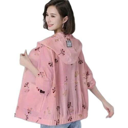 Middle-Aged Mother Spring Autumn Coat Light Thin Top 2021 New Summer Dress Long-Sleeved Printed Womens Sun Protection Clothing