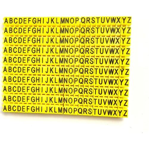 Plastic cable marking clip m-0 m-1 m-2 m-3 alphabit cable marking AZ cable size 1.5 SQMM yellow cable insulation cable marking