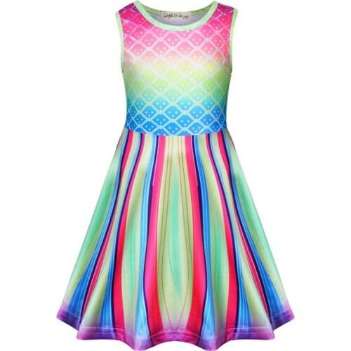 New Summer Dress Cute Fish Scale Princess Sleeveless Cartoon Print Dress Kids Baby Beauty Bridesmaid Princess Dress Kids Dresses