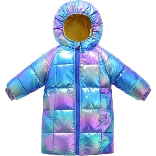 Children Girl Down Jackets Winter Baby Long Coat Boys Fashion Glossy Jackets Kids Outfit 3 4 5 6 7 8 years old