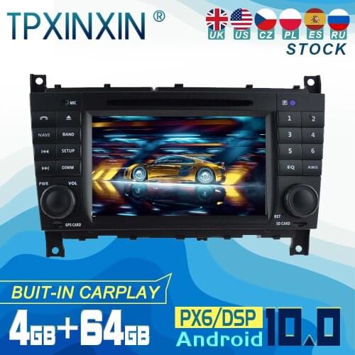 PX6 For Mercedes Benz C-Class W203 2004 2005 Android 10 Carplay Radio Player Car GPS Navigation Head Unit Car Stereo WIFI DSP BT