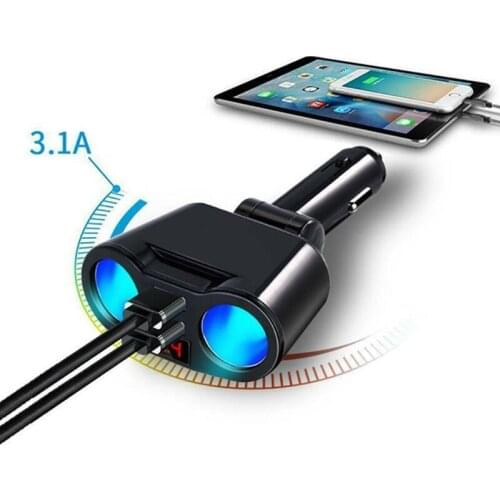 Car Cigarette Lighter Socket Car Charger 12-24V 2 Way Double USB Adapter Charger Plug Socket Splitter Tool Car Chargers Hot Sale