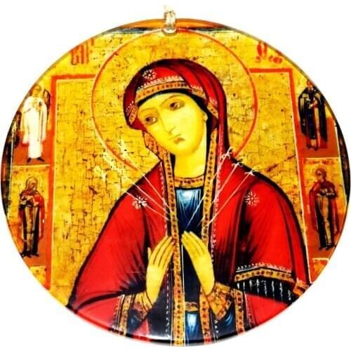 Fusion Glass, The Virgin Mary Praying, Handmade Illustrated, Icon Wall Ornament, Christmas Souvenir