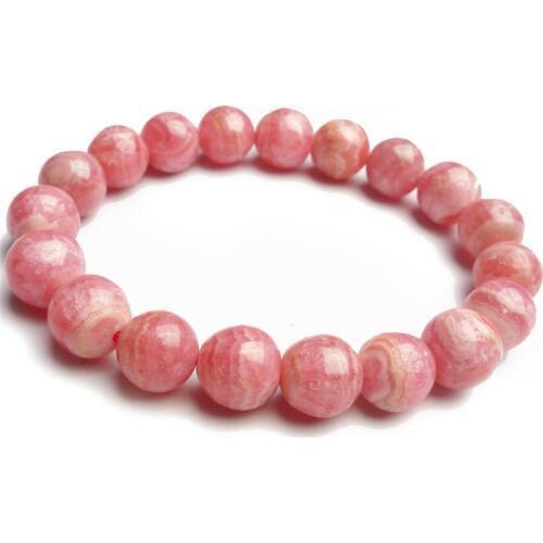 10mm Genuine Natural Rhodochrosite Bracelet For Women Femme Charm Stretch Love Round Bead Bracelet Free Shipping
