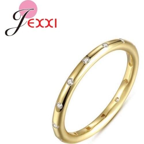 Simple Cubic Zirconia Thin Rings for Woman Elegant 925 Sterling Silver Fashion Bridal Wedding Party Finger Jewelry Girls