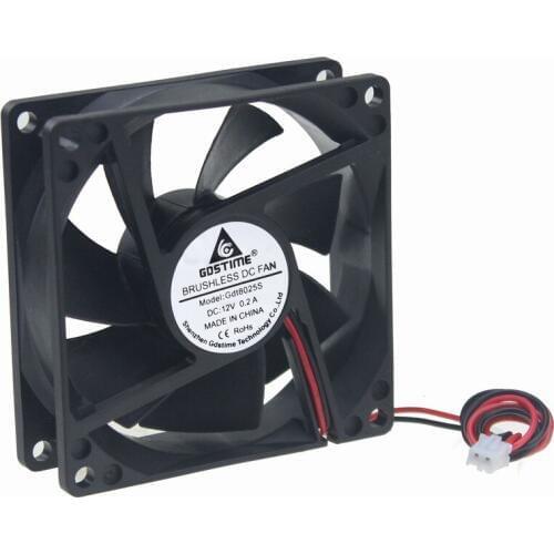 100 Pcs Gdstime 2 Wires 12 Volts 80mmx80mmx25mm PC Cooler 8cm Industrial Equitment Cooling Fan 12V 8025 80mm x 25mm