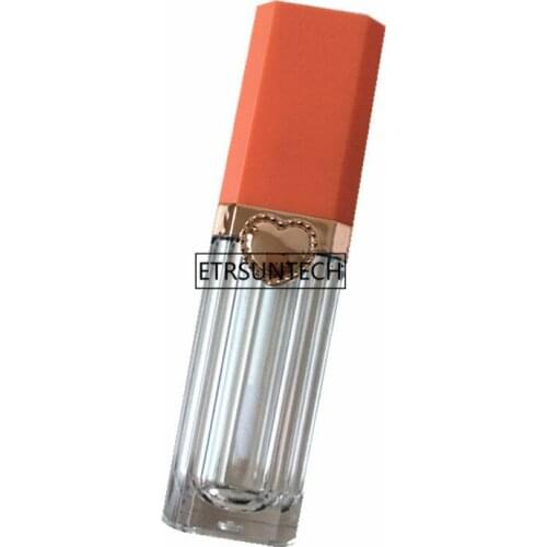 100pcs Empty Lip Gloss Tube with Wand Square Matte Orange Clear Cosmetic Lip Balm Container Lip Oil Lip Makeup Tool F3830