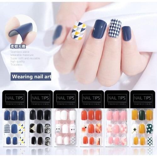 2020 Fast Fashion Nail Fakes Artificial Tips Set Full Cover for Decorated Short Press On Nails Art FakeExtension Tips For Girl