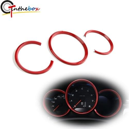 Gtinthebox 3pcs Red ABS Plastic Dashboard Instrument Frame Cover Ring Trims Stickers For 2014-up Porsche Macan Car Accessories