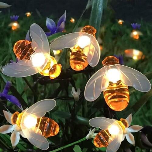 6m/5m Cute Honey Bee LED String Lights Garland Fairy Lights Christmas Decorations for Home Outdoor Wedding 2021 Navidad Decor