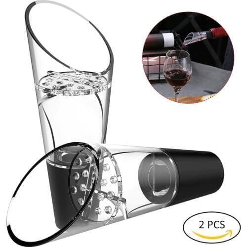 2Pcs Red Acrylic Wine Aerator Pourer Spout Quick Aerating Wine Accessories for Birthday Anniversary Party Mini Travel Bar Tools
