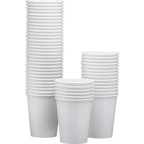 Promotion! 100-Pack 8 Oz White Paper Disposable Cups - Hot/Cold Beverage Drinking Cup for Water, Juice, Coffee or Tea - Perfect