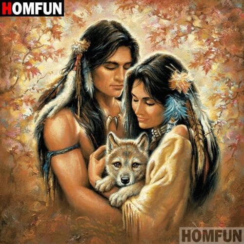HOMFUN 5D DIY Diamond Painting Full Square/Round Drill "Character wolf" 3D Embroidery Cross Stitch gift Home Decor A02325