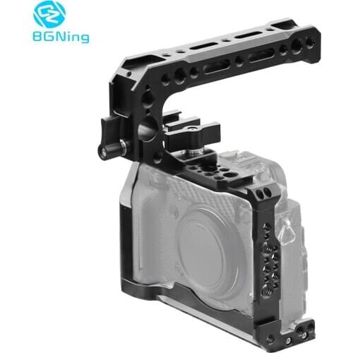 Aluminum SLR Camera Cage for Fujifilm X-T3 /XT3/XT2 /X-T2 DSLR Rig Protective Case Cover with Top Handle Grip Cold Shoe Mount