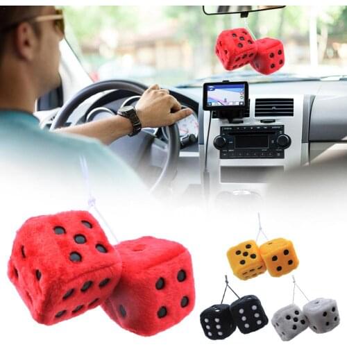 Car Plush Dice Ornaments Pendant Colorful Craps Key Chains Rear View Mirror Charms Hanging Suspension Decoration Car Styling New