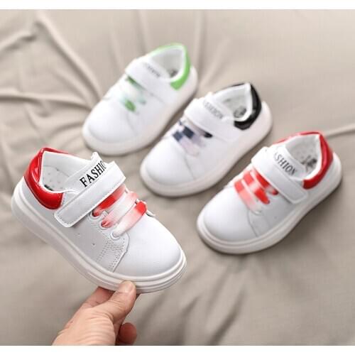 Baby Shoes New 2021 Wide Spring Autumn Boys Colorful Girls White Pu Sprots Running Train Tennis Rubber Sneakers Kids Casual Shoe