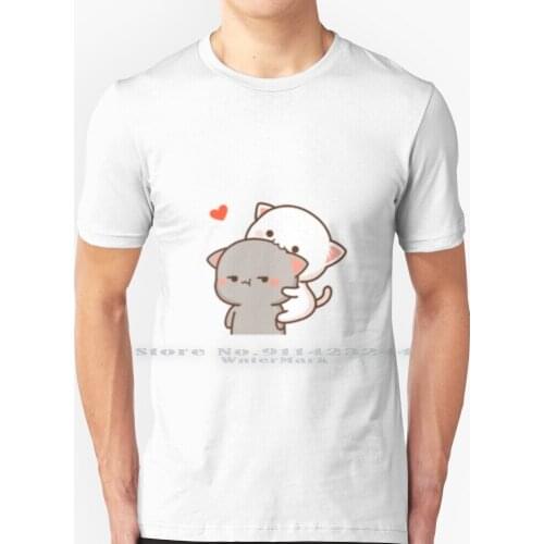 Peach And Goma Cats T Shirt 100% Pure Cotton Mochi Peach Goma Kawaii Japan Kitty Cat Cute Creative Trending Vintage Cool Gift