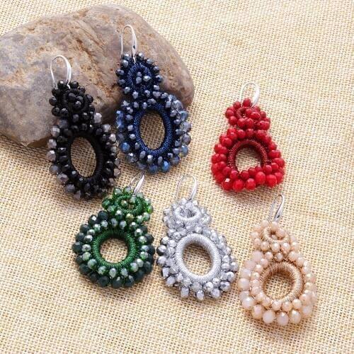 Itenice 2019 Bohemian Crystal Acrylic Hand-woven Drop Earrings Trendy Statement Women Dangle Earrings Party Accessories G