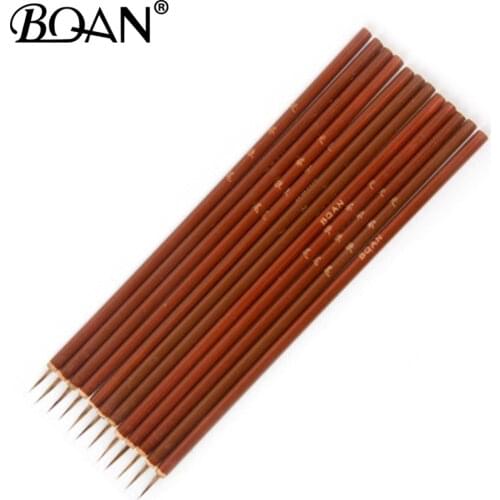 12 Pcs Weasel Painting Brush Bamboo Drawing Brush Nail Art Finger Painting Brushes