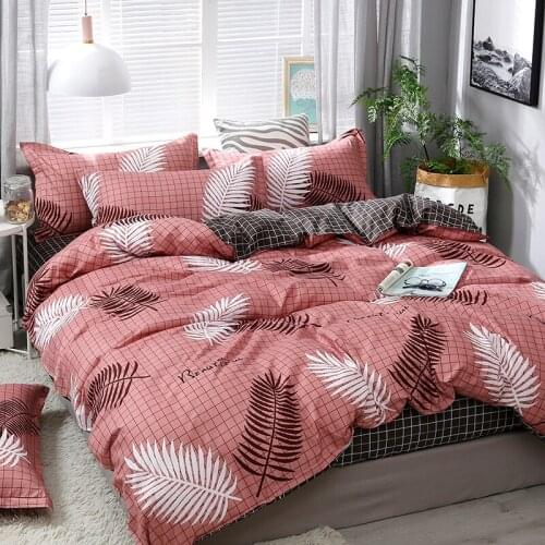 Pink Black Feather Comforter Bedding Set Modern Luxury Fashion King Queen Twin Size Bed Linen Duvet Cover Set Gifts
