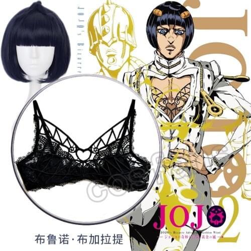 JoJo 5 JoJo Bizarre Adventure Cosplay Costume Golden Wind Bruno Bucciarati Lingerie Transparent Bra Lace Underwear Wig Gifts