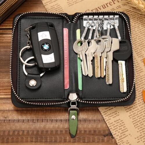 Leather Case Key Holder Men/Women Key Wallet Coin Purse Multifunction Fashion Housekeeper Key Bag Organizer