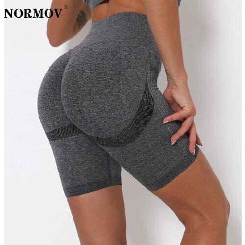 NORMOV Sport Leggings Women Seamless Yoga Pants Stretchy High Waist Smile Tights Push Up Running Gym Trouser Fitness Leggings