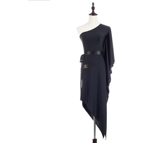 Hot Selling Latin Dance Dress For Ladies Black Silk Backless Skirt Beautiful Women Lady Fashionable India Ballroom Dresses 1066