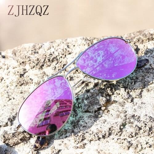 Men Aluminum Steampunk Polarized Sunglasses Small Face Fashion Outdoor Sport Driving UV400 Pink Purple Mirrors Black Brown Lens