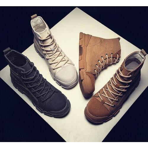 OLOMM 2019 mens middle boots shorts British casual retro new mens high-top shoes tooling military boots DD-51