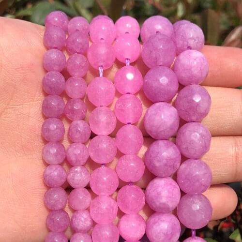 Natural Facted Light Purple Chalcedony Stone Beads for Jewellery Making Diy Accessories Bracelet 15'' inch 4/6/8/10/12mm