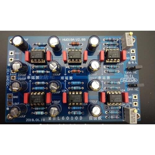 Latest upgrade HIFI MBL6010D Preamp Tone audio Board Pre-signal Buffer Amplifier Board NE5532, NE5534 and OPA 15V-18V