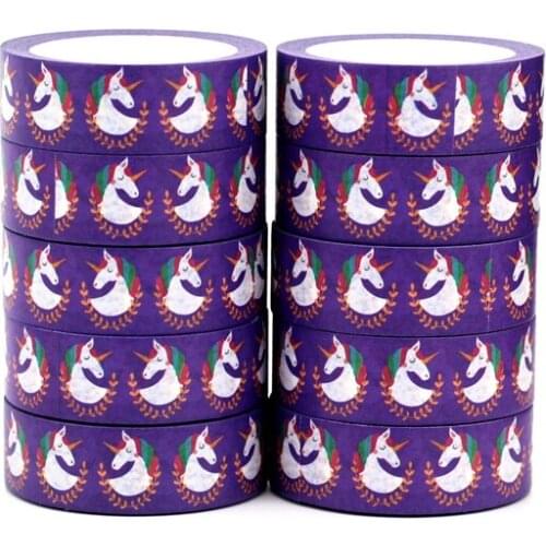 NEW 10pcs/Lot Decorative Purple Unicorns Christmas Washi Tapes DIY Scrapbooking Planner Adhesive Masking Tape Cute Papeleria
