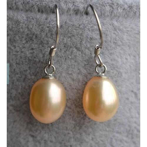 New Arrival Favorite Pearl Jewelry 7-8mm Pink Genuine Freshwater Pearl S925 Silver Dangle Earrings Wedding Fine Girl Jewelry