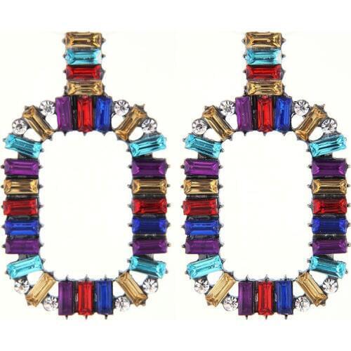 New Earrings Popular Personality Fashion Jewelry Concise Female Exaggerated Alloy Glass Drill