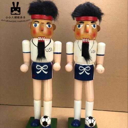 New 35Cm High Christmas Nutcracker Football rugby baseball Vintage German Wooden Table Walnut Toy Zakka Dolls