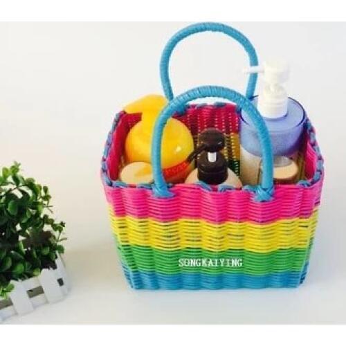 Woven Storage Basket Shopping Basket Needlework Bath Basket Vegetable Basket