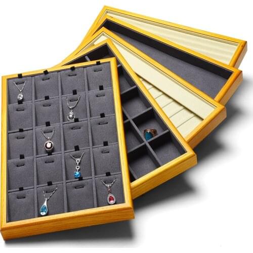 Solid wood jewellery plate look pallet ring storage plate necklace pendant brooch display rack earring box