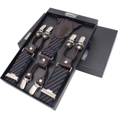 Mens suspenders fashion leather braces Mens trouser 6 clips adult suspensorio tirantes hombre bretelles